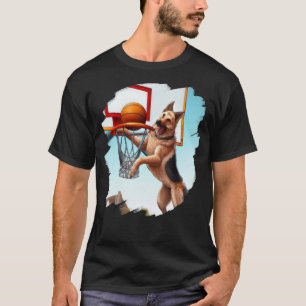 T-shirt Berger Allemand Jouant au Basket-ball Chien Drôle