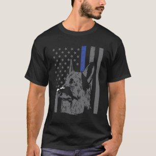 T-shirt Berger allemand Ligne bleue Drapeau K9 Police Chie