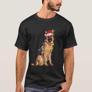 T-shirt Berger Allemand Noël Chapeau de Père Noël Lumières