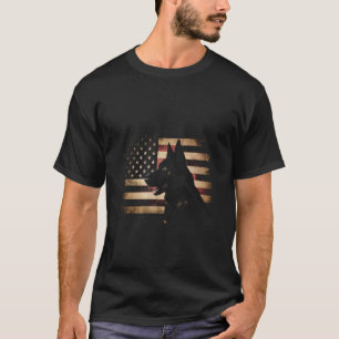 T-shirt Berger allemand noir drapeau américain 4 juillet