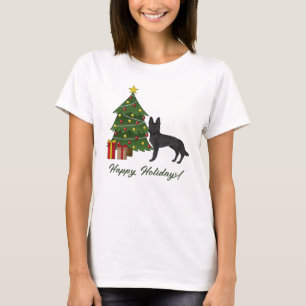 T-shirt Berger Allemand Noir Et Arbre De Noël Festif