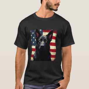 T-shirt Berger Allemand Noir Patriotique Drapeau Américain