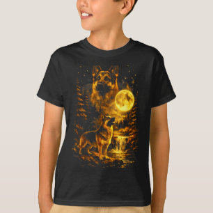 T-shirt Berger Allemand Nuit au Clair de Lune Art Chien Hu