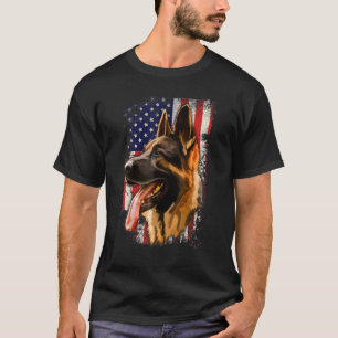 T-shirt Berger Allemand Patriotique Drapeau Américain Chie