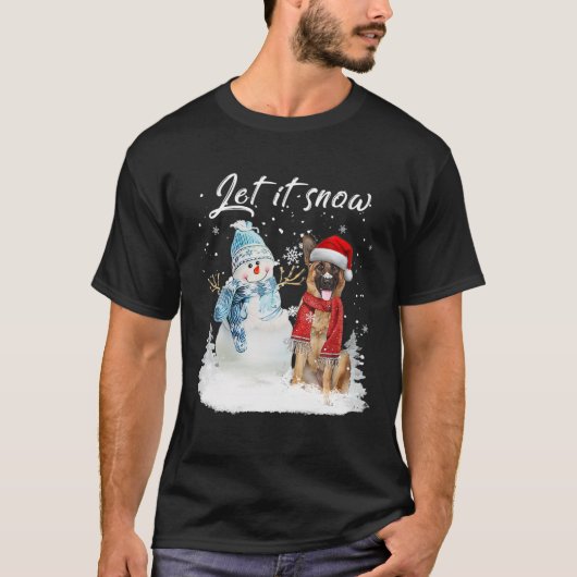 T-shirt Berger allemand Père Noël Chien Noël Snowman Noël (Devant)
