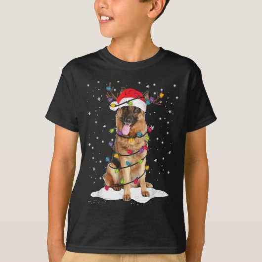 T-shirt Berger allemand sapin de Noël Pyjama clair Chien X (Devant)