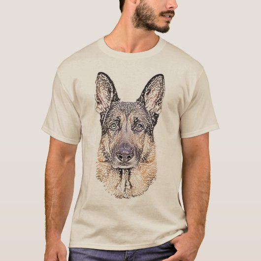 T-shirt Berger allemand Sketted Dog Art (Devant)
