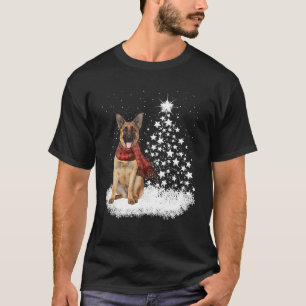 T-shirt Berger Allemand Sur La Neige Éclairage Arbre De No