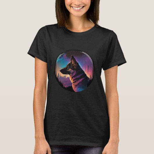 T-shirt Berger allemand synthwave vibrant avec esthétique (Devant)