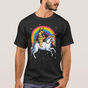 T-shirt Berger allemand Unicorn Girls Space Galaxy Arc-en-