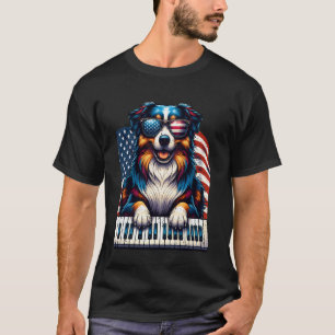 T-shirt Berger Australien Joue du Piano Drapeau Patriotiqu