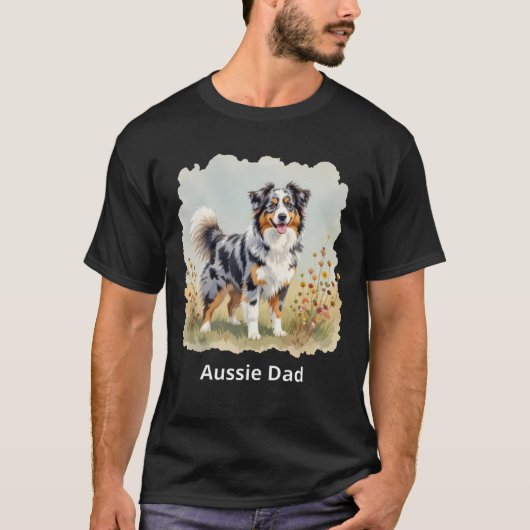 T-shirt Berger Australien Merle Queue Longue Aussie Papa (Devant)