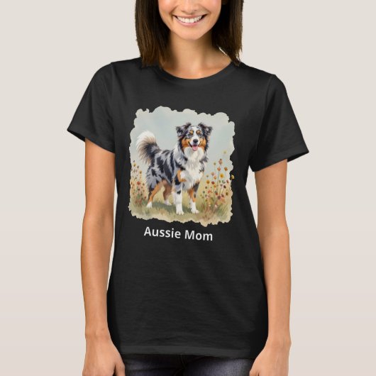 T-shirt Berger Australien Merle Queue Longue Mère Aussie (Devant)