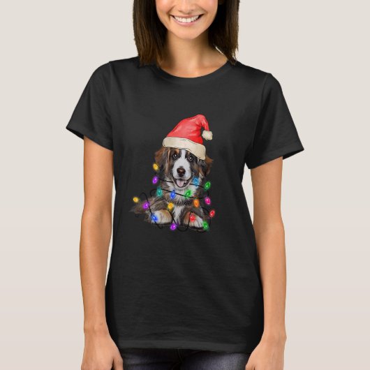 T-shirt Berger Chien Santa Hat Joyeux Noël T (Devant)