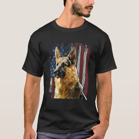T-shirt Berger patriotique allemand Drapeau américain Don  (Devant)