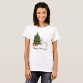 T-shirt Berger suisse blanc GSD Chien vert arbre de Noël (Devant entier)