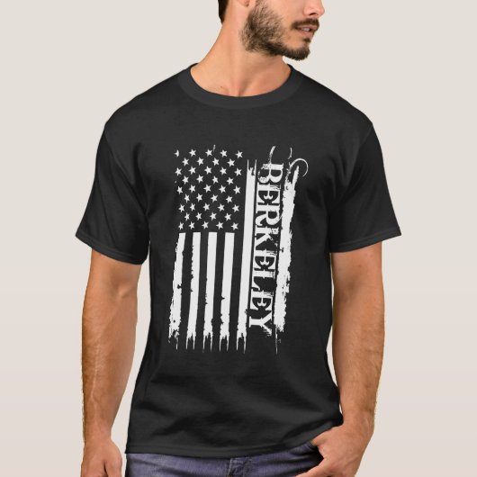 T-shirt Berkeley États-Unis en détresse avec drapeau améri (Devant)
