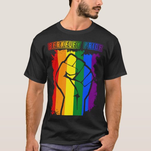 T-shirt Berkeley LGBT Pride Month LGBTQ Rainbow Flag Gay L (Devant)