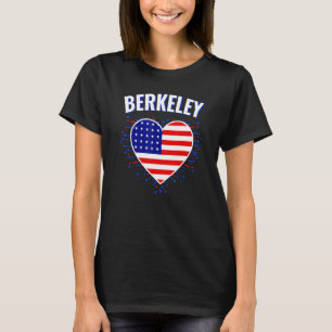 T-shirt Berkeley Us Flag Heart City 4 juillet American F