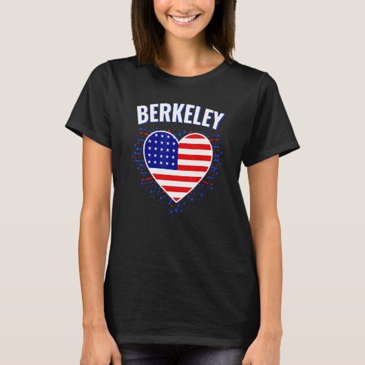 T-shirt Berkeley Us Flag Heart City 4 juillet American F (Devant)