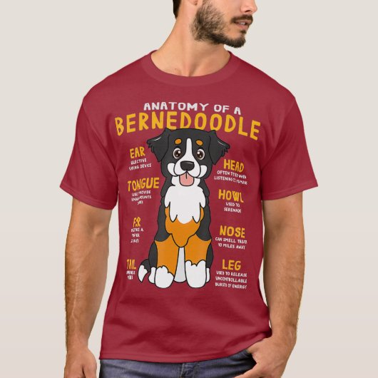 T-shirt Bernedoodle Anatomie Funny Chien Maman Papa Mignon (Devant)