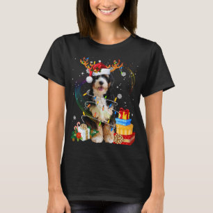 T-shirt Bernedoodle Christmas Reindeer Père Noël Lights Ch