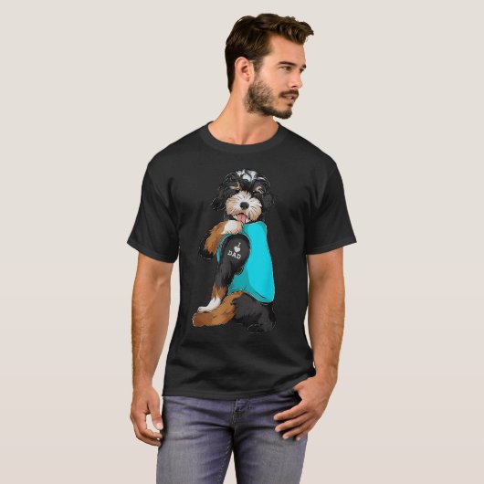 T-shirt Bernedoodle I Love Papa Tattoo Apparel, Chien Papa (Devant entier)