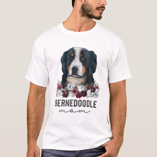 T-shirt Bernedoodle Maman Chien Mama Floral (Devant)