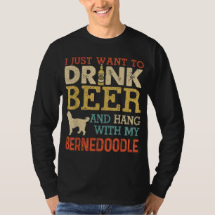 T-shirt Bernedoodle Papa Boit De La Bière Hang Avec Chien 