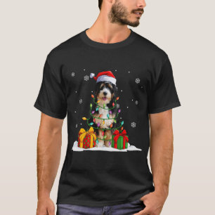 T-shirt Bernedoodle Père Noël Christmas Tree Lights Noël P