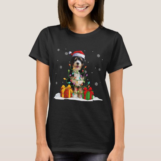 T-shirt Bernedoodle Père Noël Christmas Tree Lights Noël P (Devant)