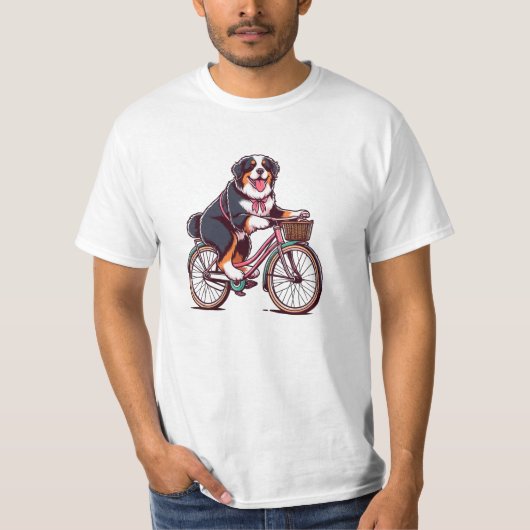 T-shirt Bernese Dog Biker, croiseur bernois aventure vélo (Devant)