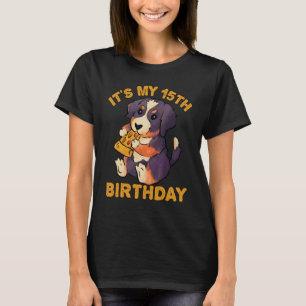 T-shirt Bernese Mountain Dog Eating Pizza It's My 15th Bir