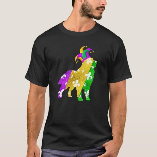 T-shirt Bernese Mountain Dog Mardi Gras Carnivals Funny Pu (Devant)