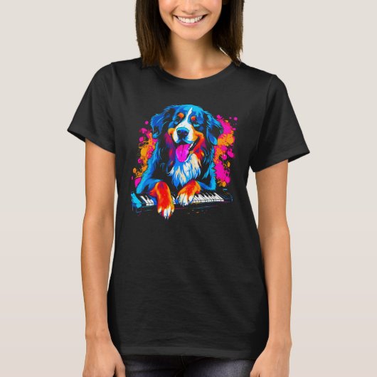 T-shirt Bernese Mountain Dog Piano (Devant)