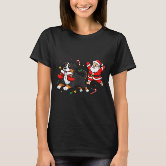 T-shirt Bernese Mountain Dog Santa Claus Boots Christmas W (Devant)