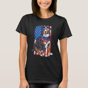 T-shirt Bernois Mountain Dog & Usa Drapeau Lunettes de sol