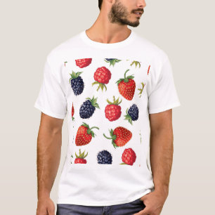 T-shirt Berries réalistes Délicieux Motif sans couture
