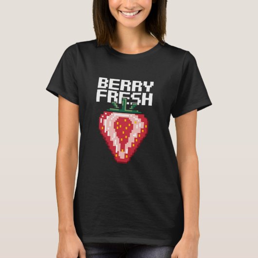 T-shirt Berry Fresh Pixel Art Strawberry Fun Design rétro (Devant)