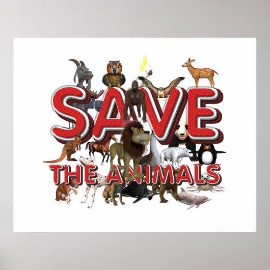 T-SHIRT bespaart de dieren Poster (Voorkant)