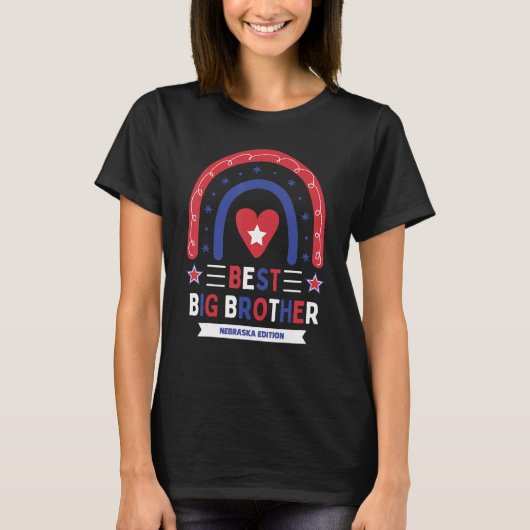 T-shirt Best Big Brother Nebraska Edition Boys Older Sibli (Devant)