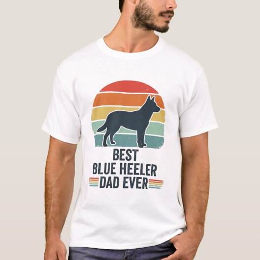 T-shirt Best Blue Heeler Dad Ever Vintage Dog Shirt Design (Devant)