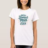 T-shirt Best Bonus Mom Teal Heart Script (Devant)