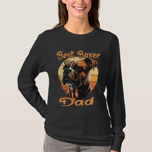 T-shirt Best Boxer Dad Boxer Sunset Retro Dog Owner Dog (Devant)