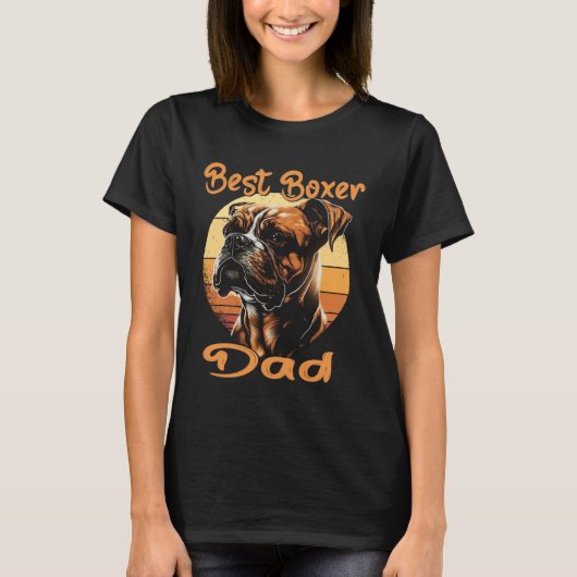 T-shirt Best Boxer Dad Boxer Sunset Retro Dog Owner Dog (Devant)