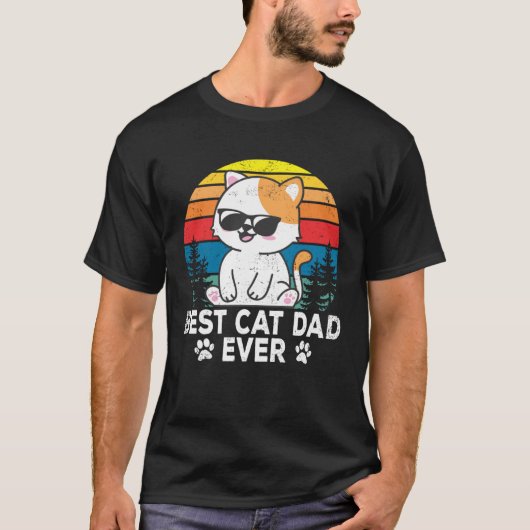 T-shirt Best Cat Dad Cute Cats Owner Pet Animals  Graphic (Devant)
