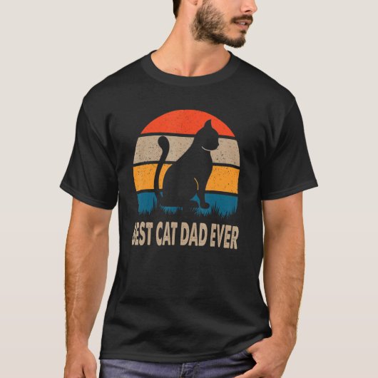 T-shirt Best Cat Dad Ever  Cat Vintage (Devant)