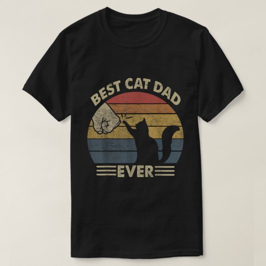 T-shirt Best Cat Dad Ever Funny Retro Fist Bump (Design devant)