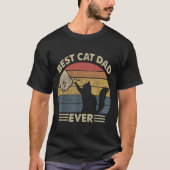 T-shirt Best Cat Dad Ever Funny Retro Fist Bump (Devant)