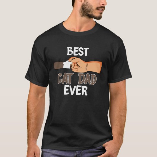 T-shirt Best Cat Dad Ever Paw Fist Bump for Dads (Devant)